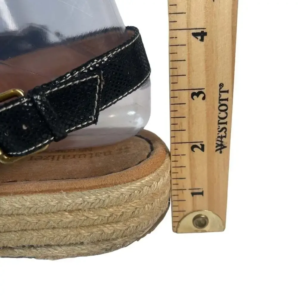 Naturalizer Black Espadrille Comfort Wedge Peep Toe Sandals Womens 9.5